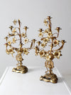 antique brass candleabra pair