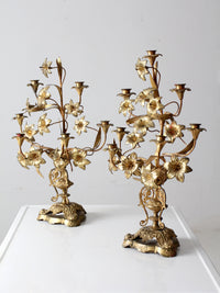 antique brass candleabra pair