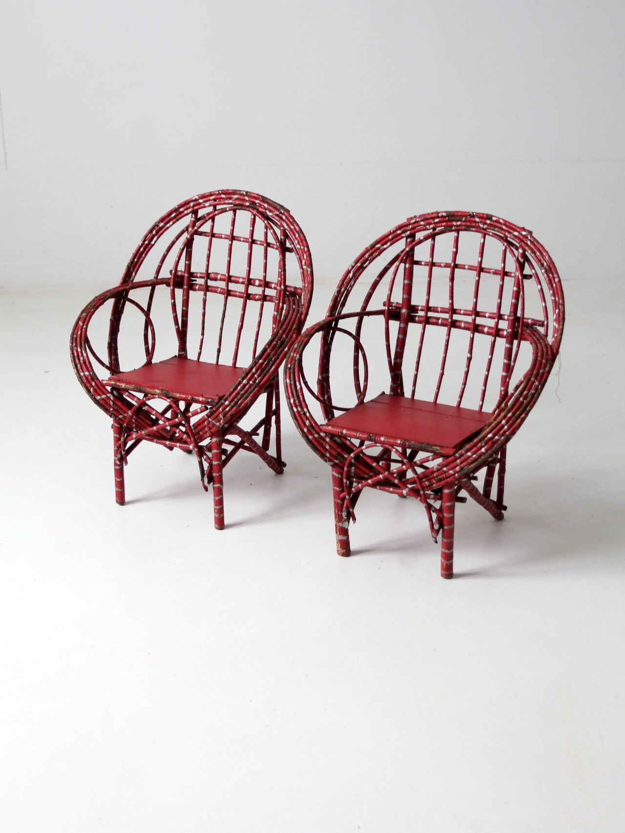 antique Adirondack children's chairs pair