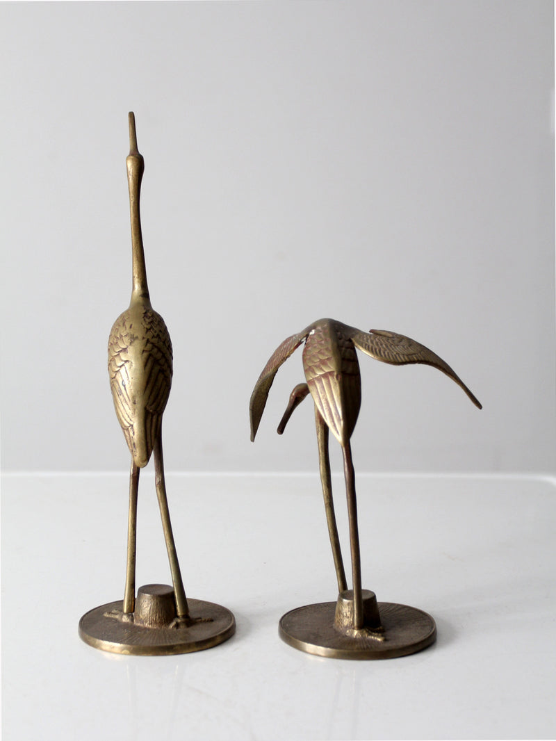 mid century brass bird figures pair