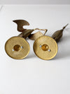 mid century brass bird figures pair