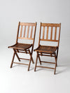 vintage wooden folding chair pair