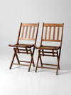 vintage wooden folding chair pair