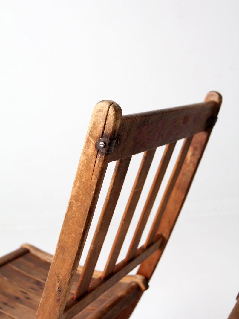 vintage wooden folding chair pair