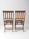 vintage wooden folding chair pair