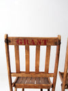 vintage wooden folding chair pair