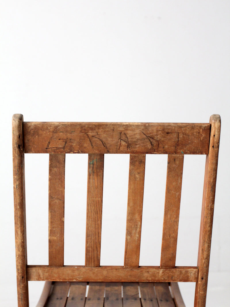 vintage wooden folding chair pair