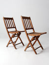 vintage wooden folding chair pair