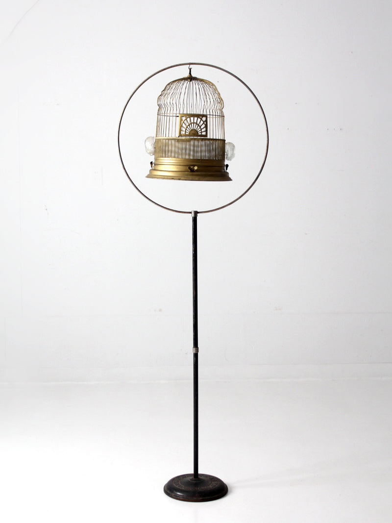 antique Crown bird cage with stand