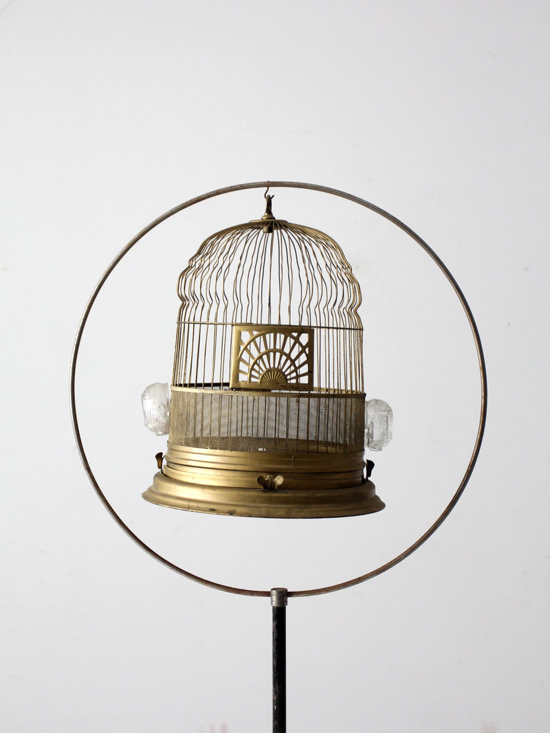 antique Crown bird cage with stand