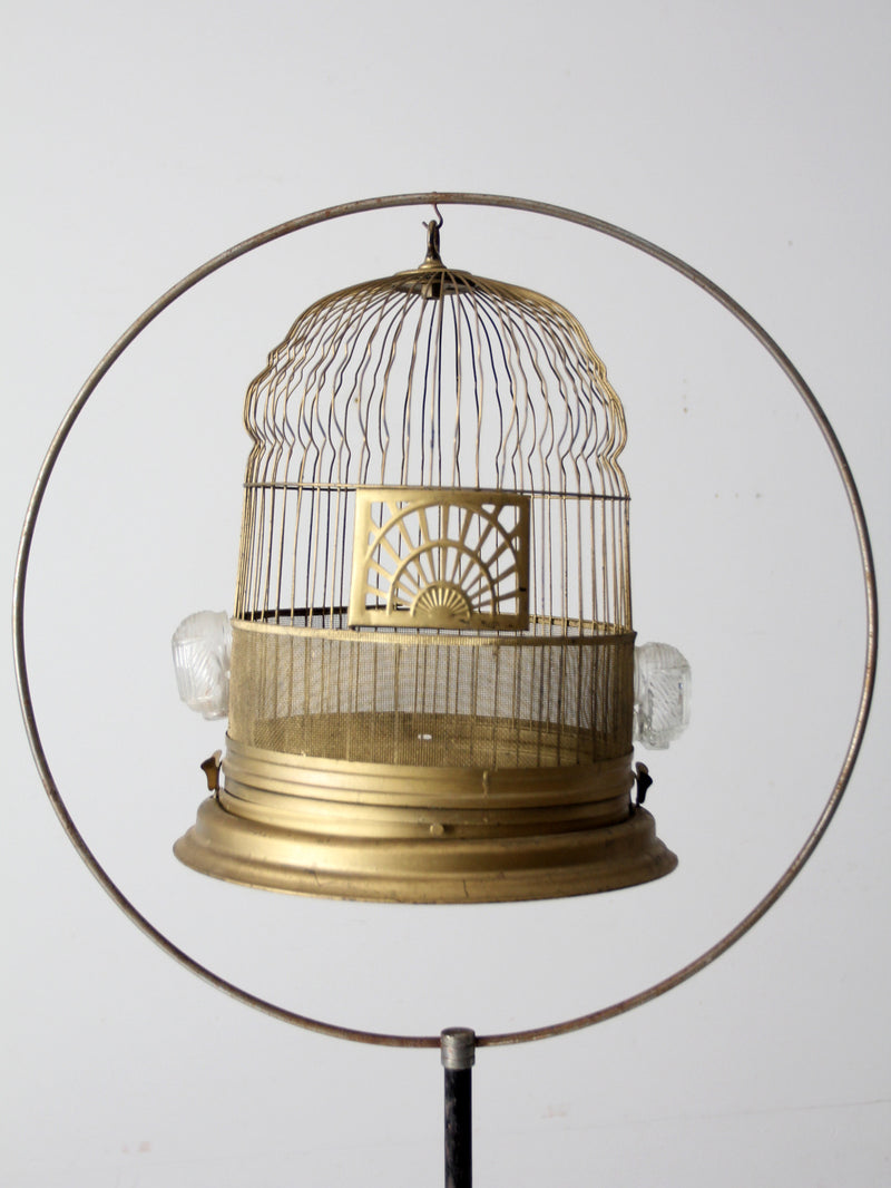 antique Crown bird cage with stand