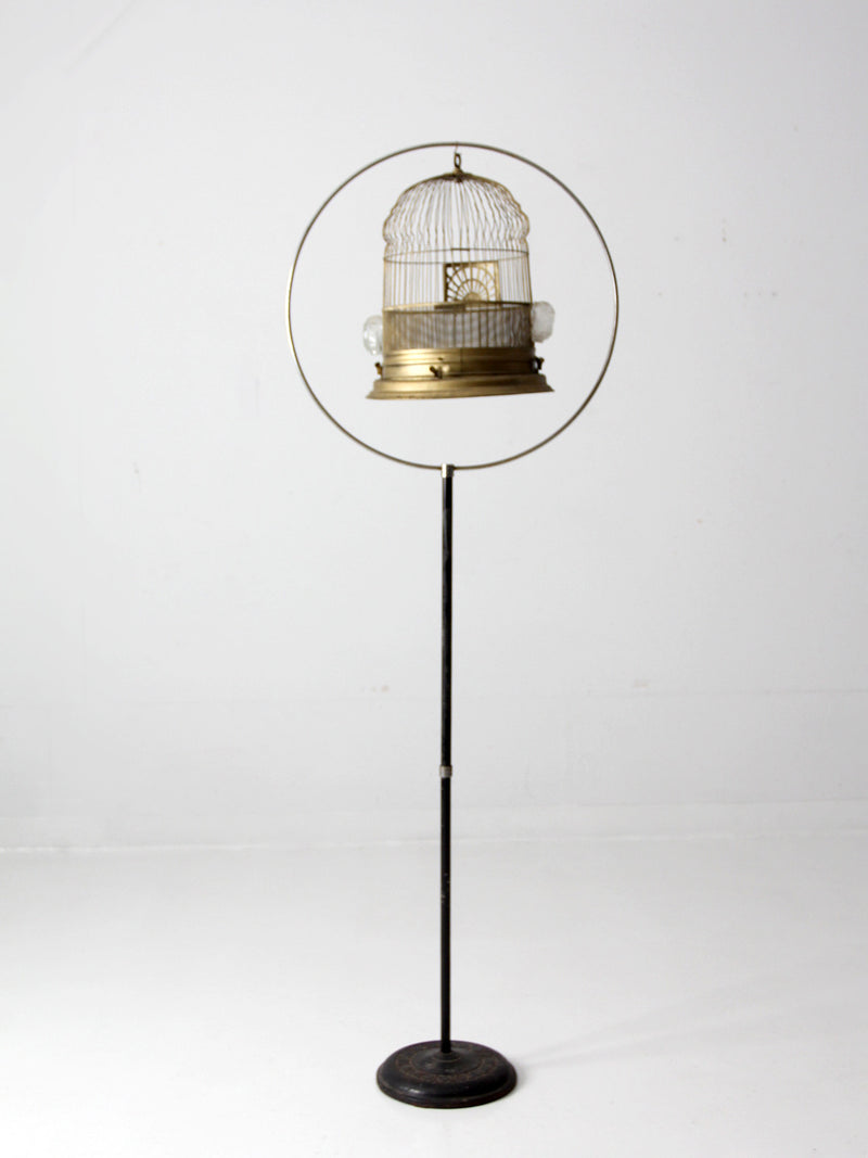 antique Crown bird cage with stand