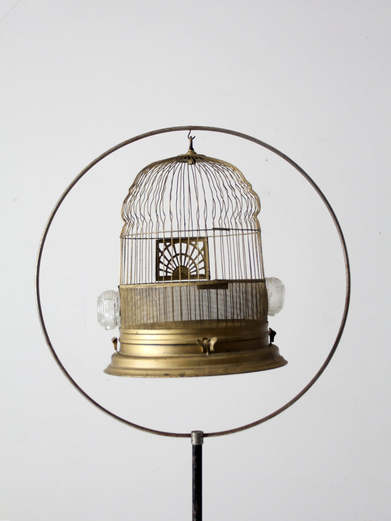 antique Crown bird cage with stand