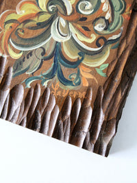 mid-century painted wood wall art pair