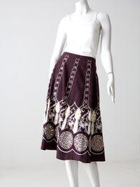 vintage boho print skirt with sequins