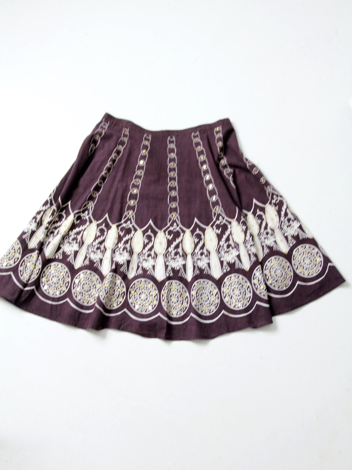 vintage boho print skirt with sequins