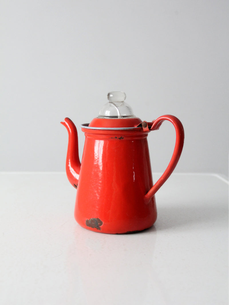 vintage Lampart red enamel coffee pot