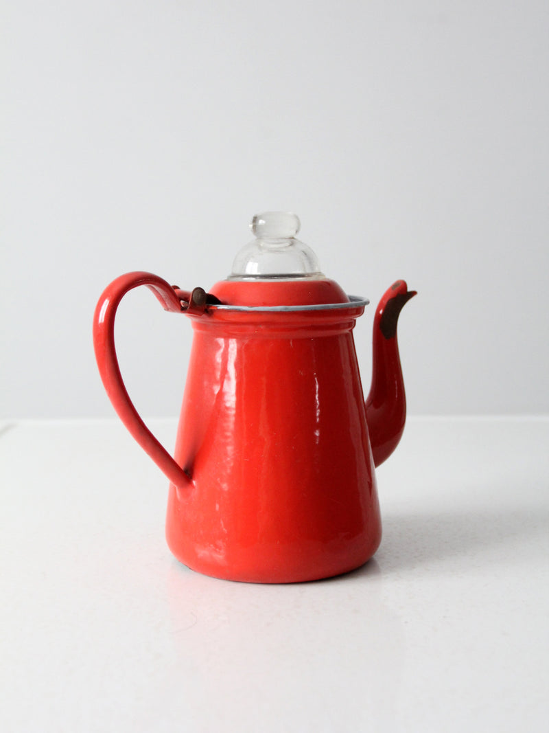 vintage Lampart red enamel coffee pot