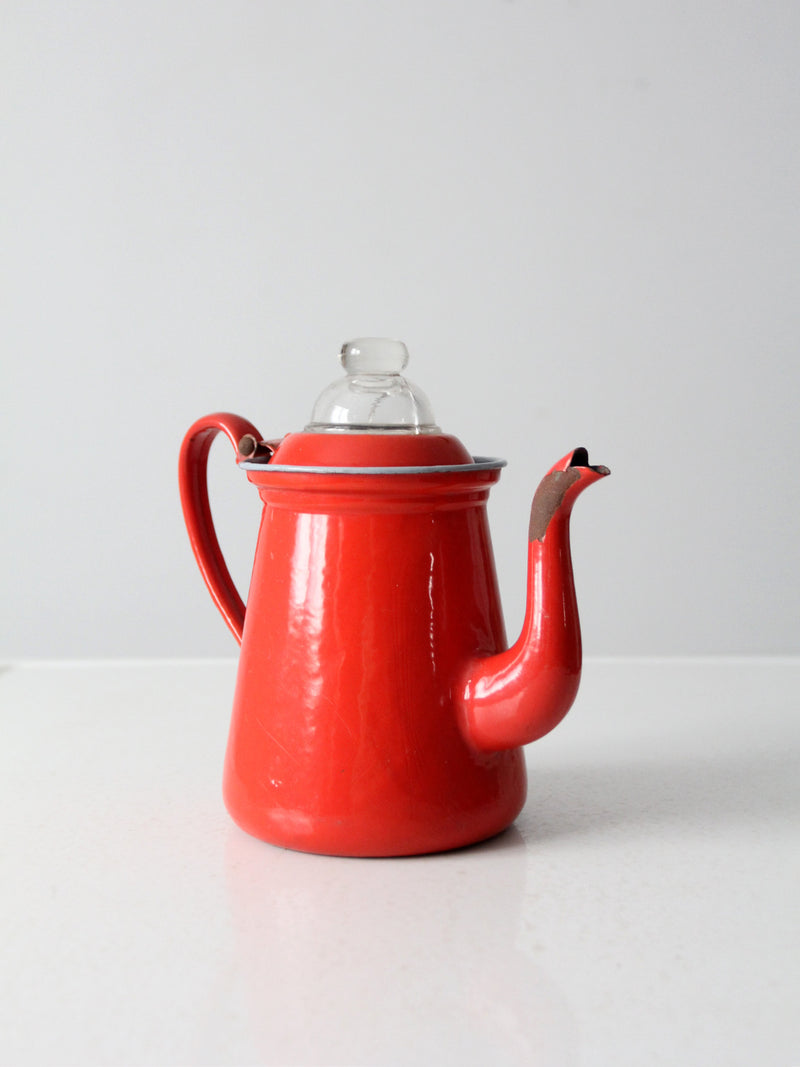 vintage Lampart red enamel coffee pot