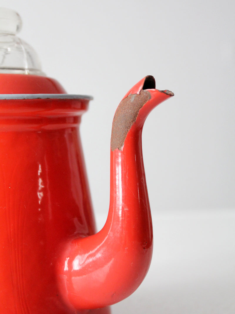 vintage Lampart red enamel coffee pot