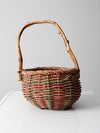 vintage rustic woven handle basket