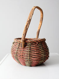 vintage rustic woven handle basket