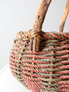 vintage rustic woven handle basket