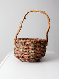 vintage rustic woven handle basket