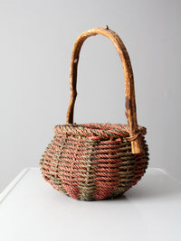 vintage rustic woven handle basket