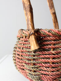 vintage rustic woven handle basket