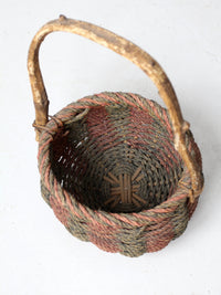 vintage rustic woven handle basket