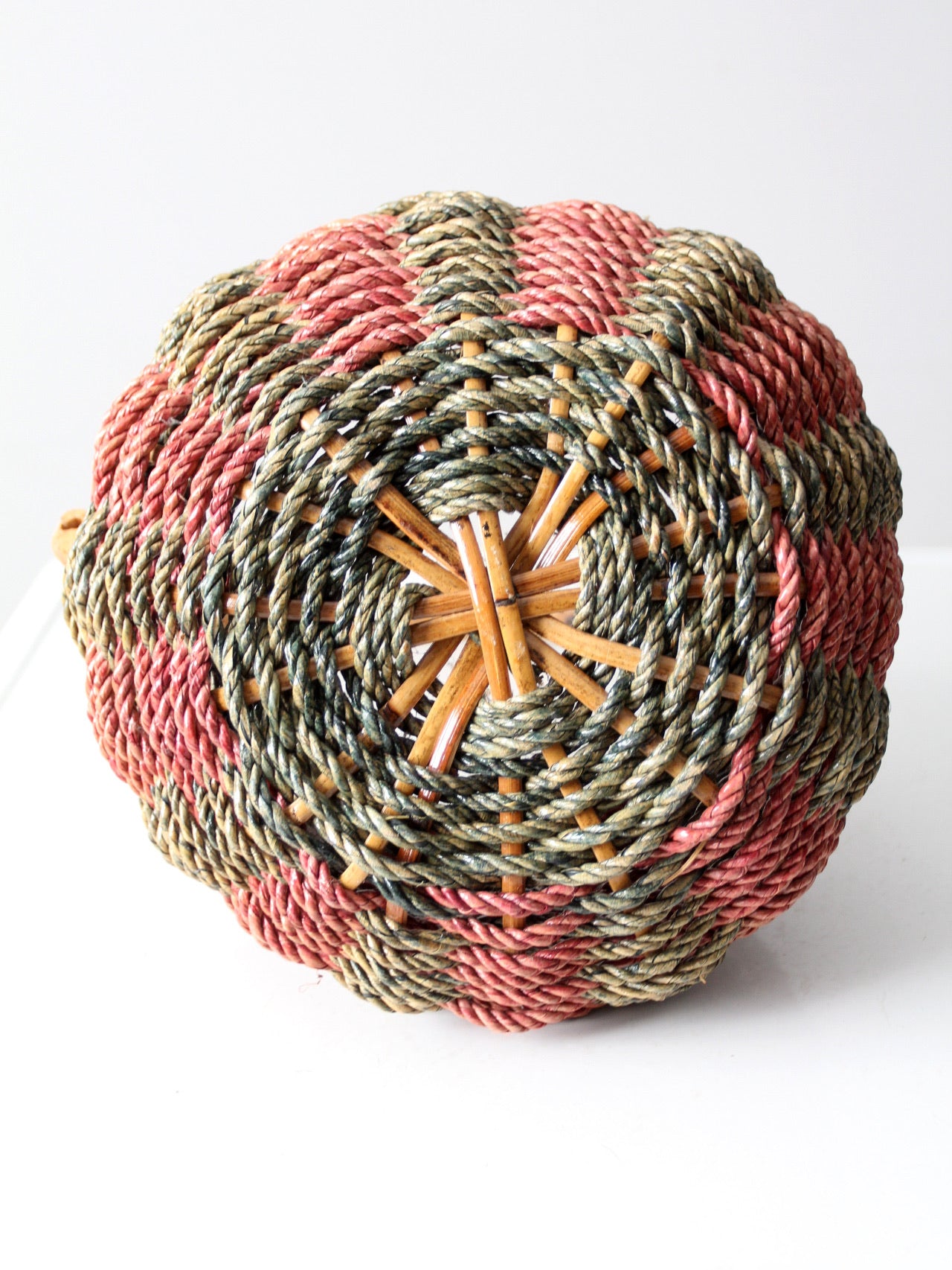 vintage rustic woven handle basket