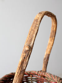 vintage rustic woven handle basket