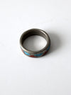 vintage turquoise and coral silver tone ring