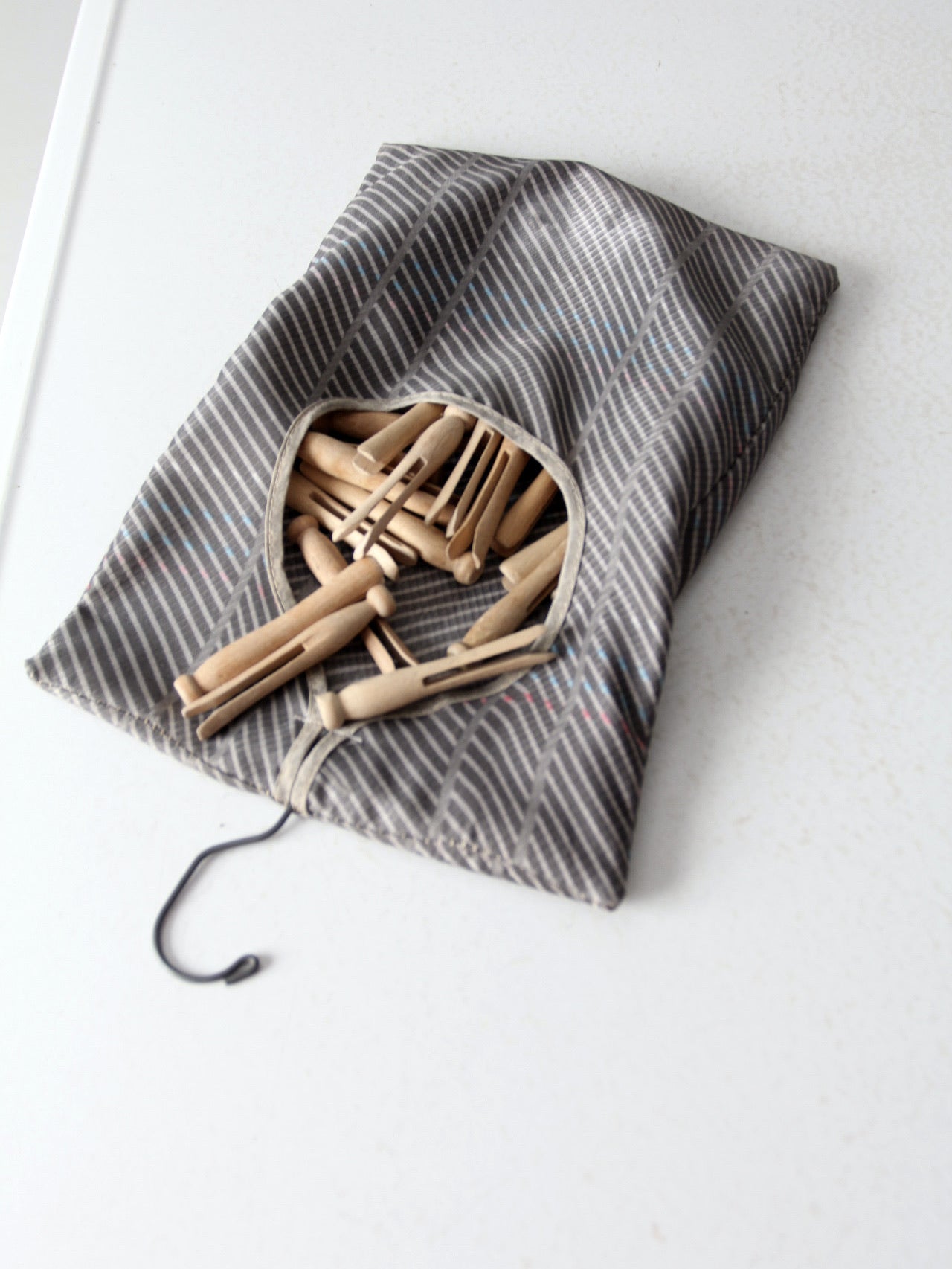 vintage clothespins with storage bag