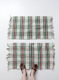 vintage plaid accent rugs pair