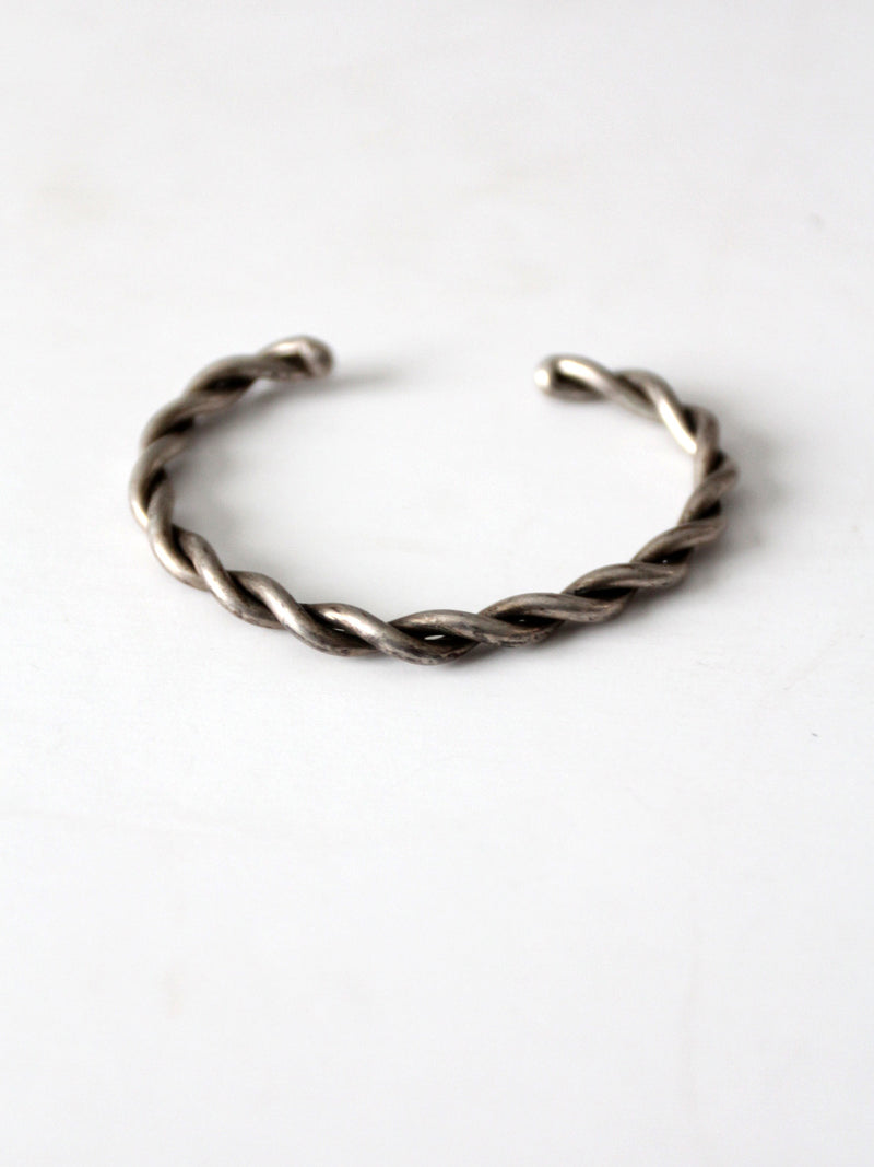 vintage twisted silver tone cuff bracelet