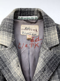 vintage 1950s Chippewa Falls Woolen Mills plaid wool coat