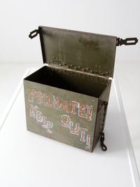vintage Private Keep Out metal box