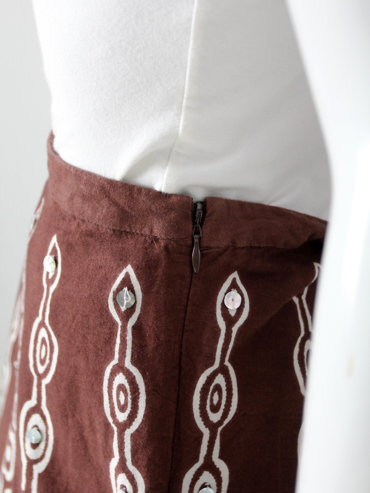 vintage boho print sequin skirt