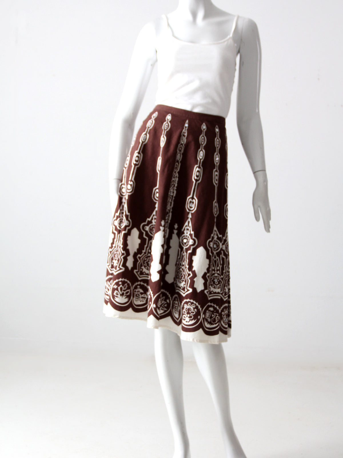 vintage boho print sequin skirt