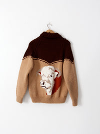 vintage 50s chunky knit novelty cardigan