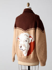 vintage 50s chunky knit novelty cardigan