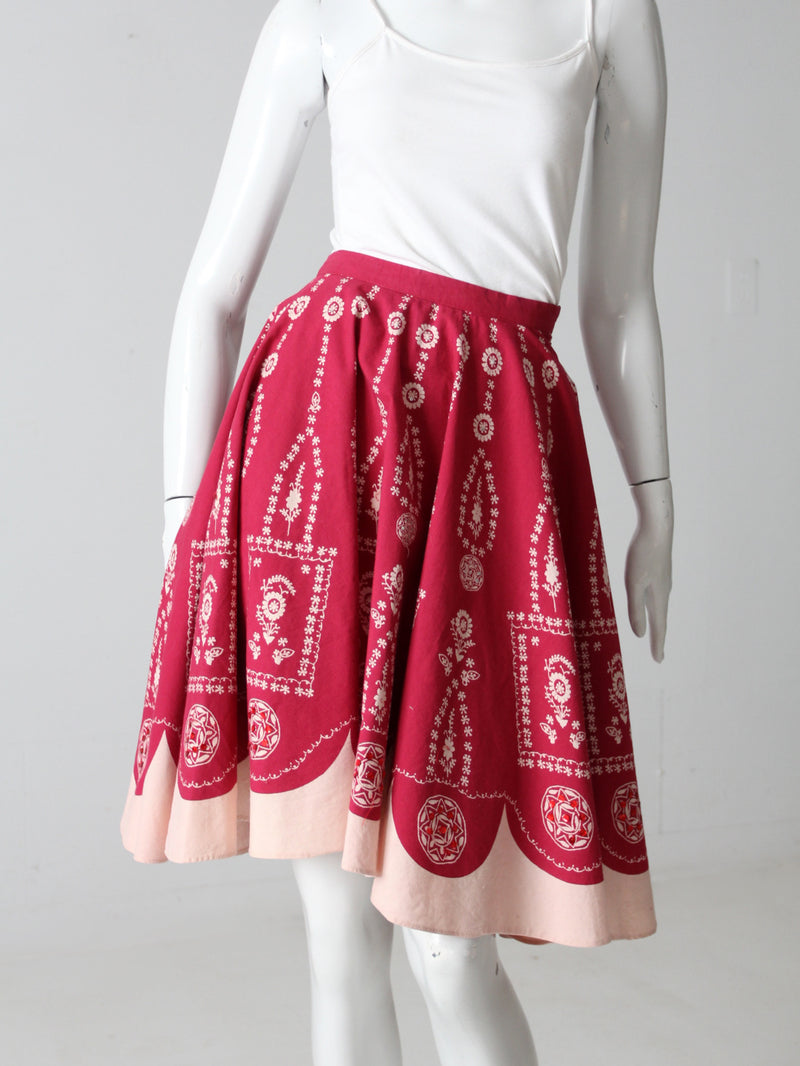 vintage boho print skirt