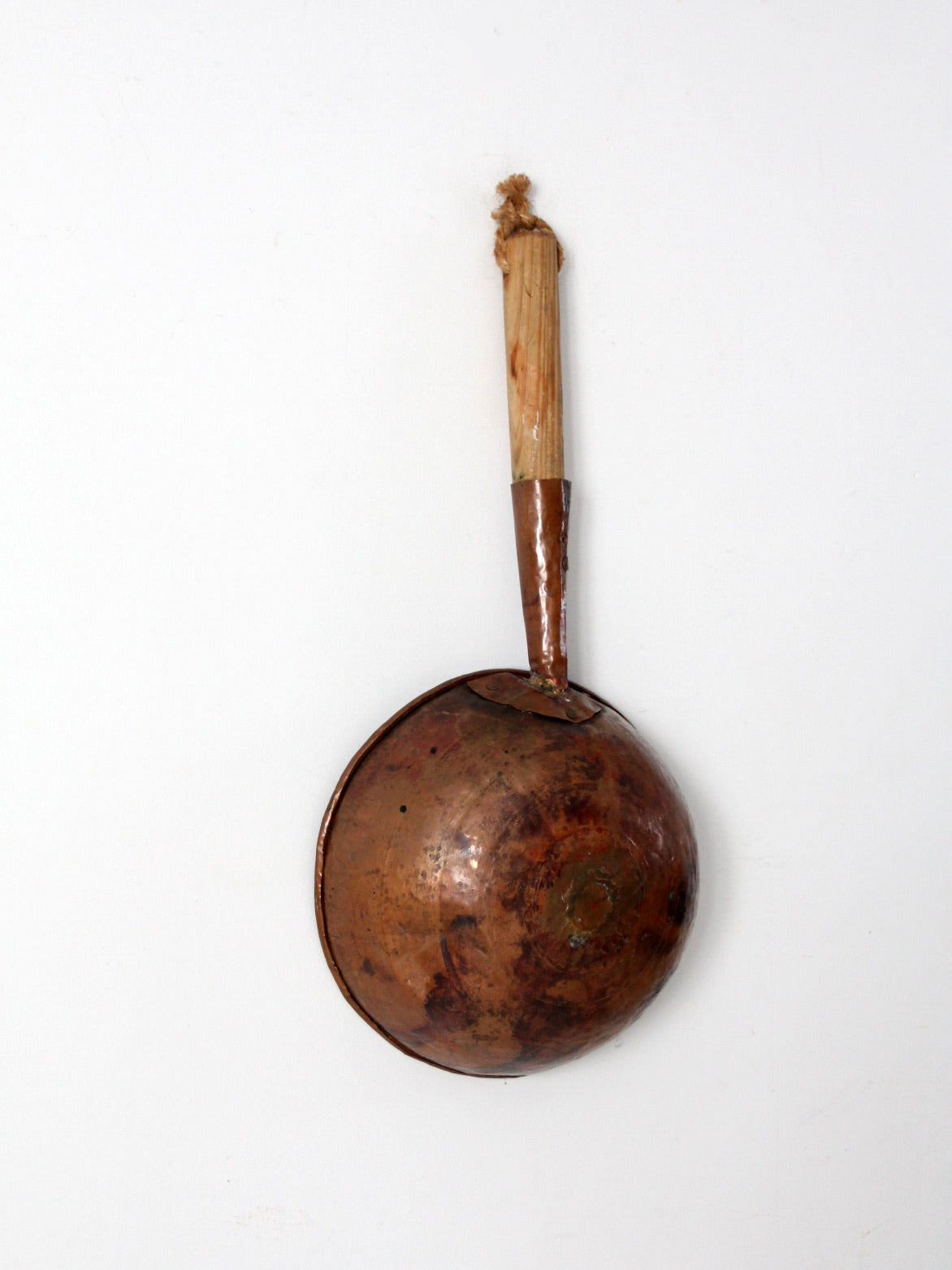 antique round bottom copper pan