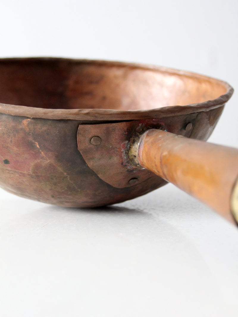 antique round bottom copper pan