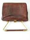 vintage reptile embossed leather framed bag