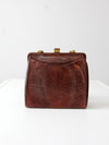 vintage reptile embossed leather framed bag