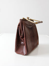 vintage reptile embossed leather framed bag