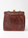 vintage reptile embossed leather framed bag